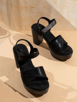 Inc.5 - Womens Black Party Wear Solid Round Toe Sandal Heels