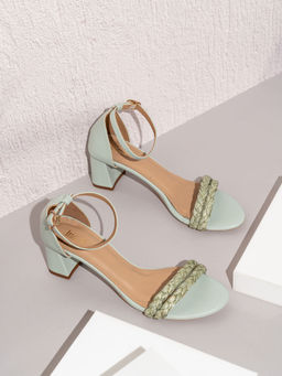 Inc.5 - Womens Green Party Wear Solid Round Toe Block Heels