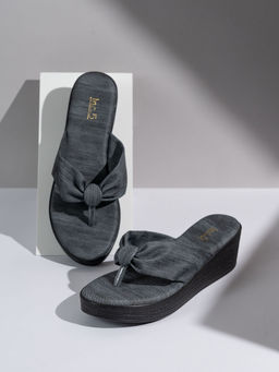 Inc.5 - Womens Grey Party Wear Solid Round Toe Wedge Heels