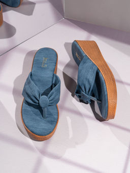 Inc.5 - Womens Navy Blue Party Wear Solid Round Toe Wedges Heels