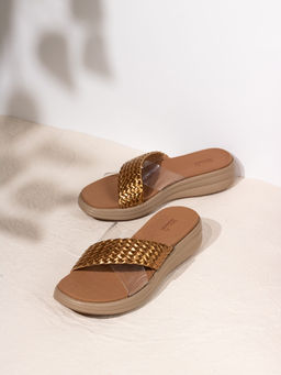 Inc.5 - Womens Golden Casual Embellished Round Toe Sandals