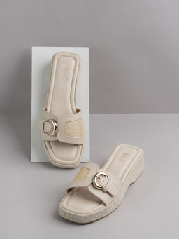 Inc.5 - Womens Beige Party Wear Solid Square Toe Sandals