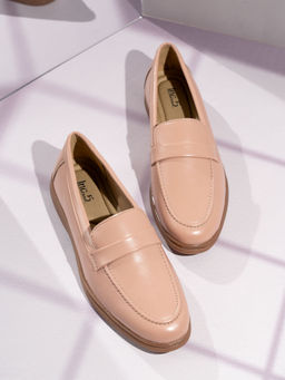 Inc.5 - Womens Peach Party Wear Solid Round Toe Loafers