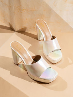 Inc.5 - Womens Multi-Color Party Wear Solid Square Toe Sandal Heels