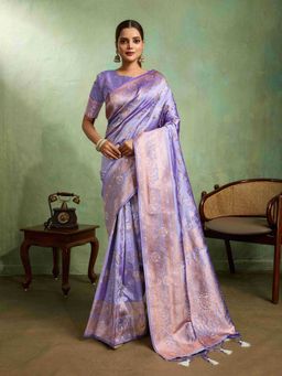 Sethnic Lifestyle - Banarasi Soft Silk Minakari Woven Lavender Saree with Unstitched