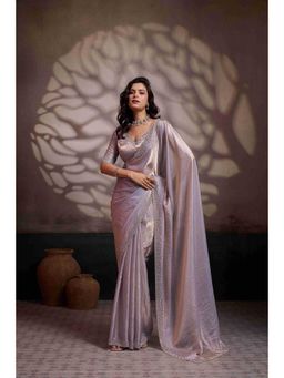 Sethnic Lifestyle - Sheen Partywear Stonework Lavender Saree with Unstitched