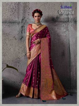 Sethnic Lifestyle - Satin Silk Pink Saree with Unstitched