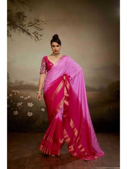 Sethnic Lifestyle - Mysore Chiffon Dual Tone Ombre Pink Saree with Unstitched