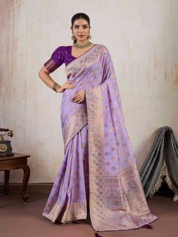 Sethnic Lifestyle - Tusser Pashmina Minakri Woven Rich Saree with Unstitched