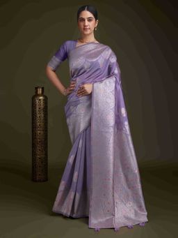 Sethnic Lifestyle - Premium Banarasi Woven Lavender Saree with Unstitched