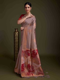 Sethnic Lifestyle - Woven Banarasi Silk Lavender Saree with Unstitched