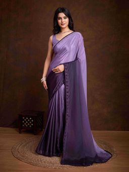 Sethnic Lifestyle - Ombre Chinon Diamond Work Lavender Saree with Unstitched