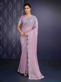 Sethnic Lifestyle - Ice Georgette Zarkan Work Lavender Saree with Unstitched