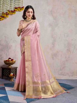 Sethnic Lifestyle - Linen Blend Handwork Saree with Unstitched