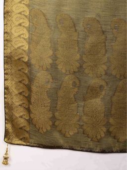 Sethnic Lifestyle - Linen Woven Partywear Green Saree with Unstitched