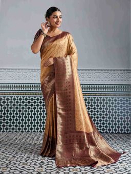 Sethnic Lifestyle - Peach Heavy Meenakari Soft Chap Dyed Saree with Unstitched