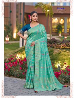 Sethnic Lifestyle - Green Dola Silk Hand Dyed Gharchola Saree with Unstitched