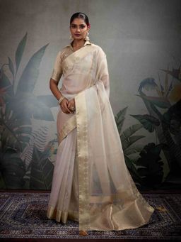 Sethnic Lifestyle - Cotton Linen Self Woven Summer Beige Saree with Unstitched