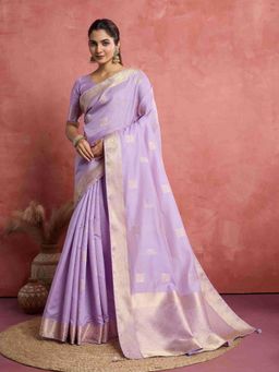 Sethnic Lifestyle - Soft Lichi Linen Self Woven Lavender Saree with Unstitched