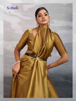 Sethnic Lifestyle - Burberry Mustard Saree with Unstitched