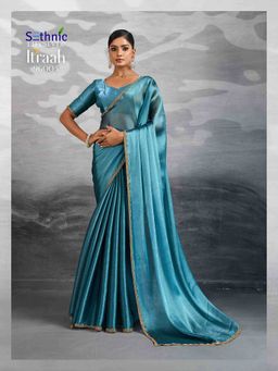 Sethnic Lifestyle - Burberry Blue Saree with Unstitched