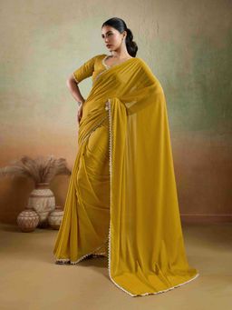 Sethnic Lifestyle - Georgette Green Saree with Unstitched