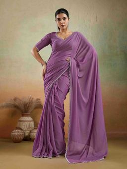Sethnic Lifestyle - Georgette Lavender Saree with Unstitched