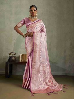 Sethnic Lifestyle - Satin Silk Meenkari Woven Mauve Saree with Unstitched