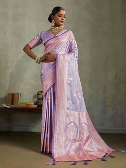 Sethnic Lifestyle - Satin Silk Meenkari Woven Lavender Saree with Unstitched