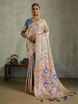 Sethnic Lifestyle - Satin Silk Meenkari Woven Green Saree with Unstitched
