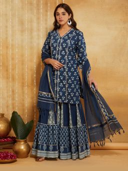 DHANNAK - Nargis Indigo Kurta And Sharara With Dupatta