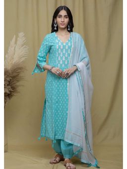 DHANNAK - Noor Sea Green Slit Kurta And Salwar With Dupatta
