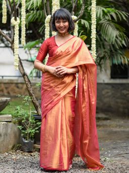 Suta - Red Color Zari Ready To Wear Saree.