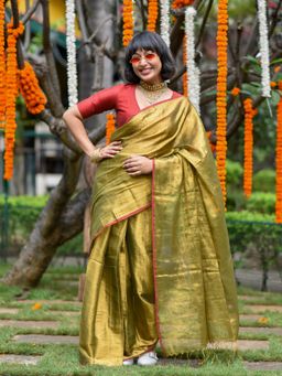 Suta - Green Color Zari Ready To Wear Saree.