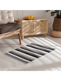 HomeTown - Fiesta Cotton Chenille Dhurrie 40X60 Cm In Charcoal Colour