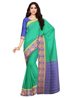 Mimosa - Green Floral Embellished Saree With Unstitched Blouse