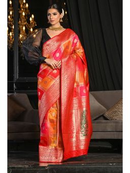 Beatitude - Multicolor Banarasi Silk Woven Saree with Unstitched Blouse