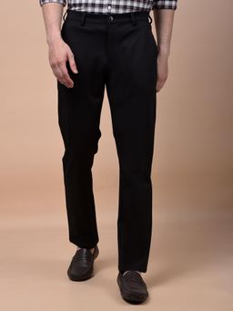 CRIMSOUNE CLUB - Men Black Solid Regular Fit Casual Trouser