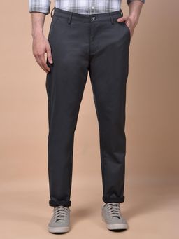 CRIMSOUNE CLUB - Men Grey Checks Regular Fit Casual Trouser