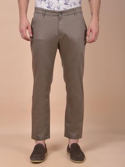 CRIMSOUNE CLUB - Men Beige Solid Regular Fit Casual Trouser