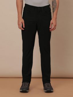 Wrangler - Men Black Solid Straight Fit Casual Trouser