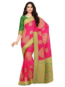 Mimosa - Pink Floral Embellished Saree With Unstitched Blouse