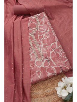 Soch - Women Pink Embroidered Unstitched Kurta with Bottom and Dupatta (Set of 3)