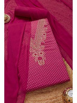 Soch - Women Pink Embroidered Unstitched Kurta with Bottom and Dupatta (Set of 3)