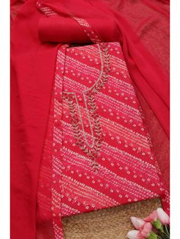Soch - Women Pink Embroidered Unstitched Kurta with Bottom and Dupatta (Set of 3)