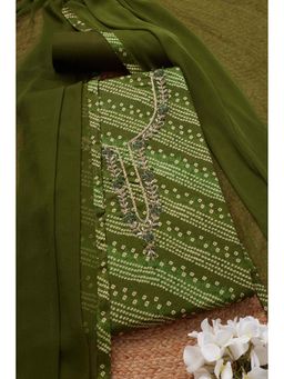 Soch - Women Green Embroidered Unstitched Kurta with Bottom and Dupatta (Set of 3)