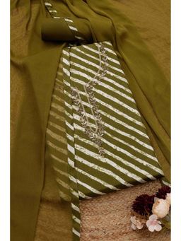 Soch - Women Green Embroidered Unstitched Kurta with Bottom and Dupatta (Set of 3)