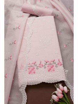 Soch - Women Pink Floral Unstitched Kurta with Bottom and Dupatta (Set of 3)