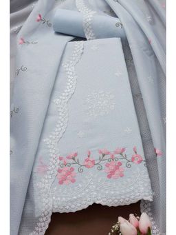 Soch - Women Blue Floral Unstitched Kurta with Bottom and Dupatta (Set of 3)