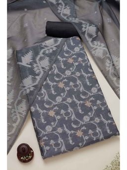 Soch - Women Grey Embroidered Unstitched Kurta with Bottom and Dupatta (Set of 3)